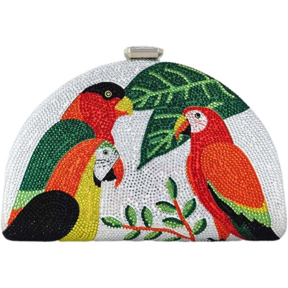 ❤️ Parrot Bag Women Crystal Clutch  Cocktail Prom Bird Party Handbags Rhinestone - Picture 1 of 9
